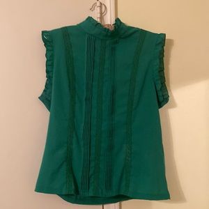 Sleeveless Green Blouse